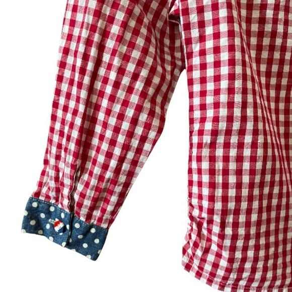 Vintage patriotic baby gingham blouse red white blue - Picture 8 of 9
